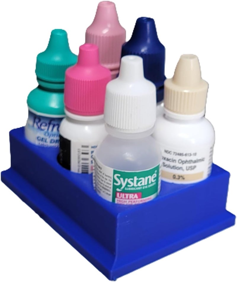 Znet3D Eye Drop Bottles Organizer & Storage – 6-Slot Holder (Blue) - Image 1